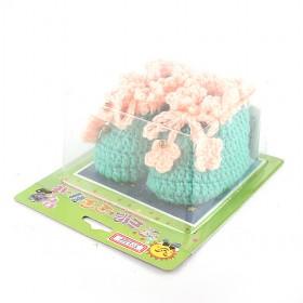 Cute Stylish Cyan Soft Handmade Woolen Crochet Footwear For Infant Babies