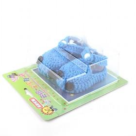 Cute Stylish Plain Blue And Black Soft Handmade Woolen Crochet Footwear For Babies