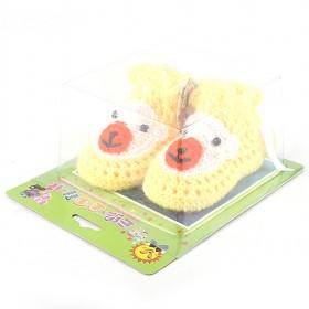Lovely Yellow Duck Design Hand Knit Woolen Newborn Toddler Modeling Crochet Shoes