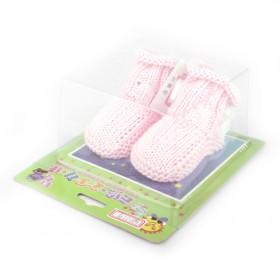 100% Handmade Lovely Light Pink Soft Design Wool Knitting Baby Shoes