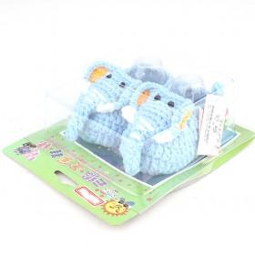 100% Handmade Lovely Light Blue Elephant Design Wool Knitting Baby Shoes