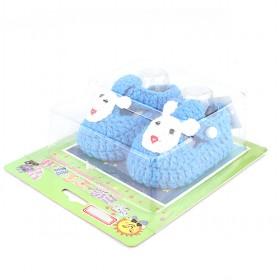 100% Handmade Blue With White Bunny Decorative Wool Knitting Baby Shoes