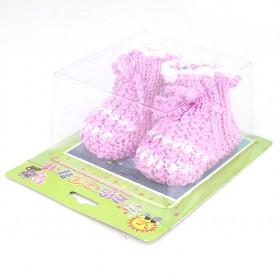 100% Handmade Cute Light Pink Knitting Knitting Crochet Baby Shoes Set/ Handcraft Gift For Girl