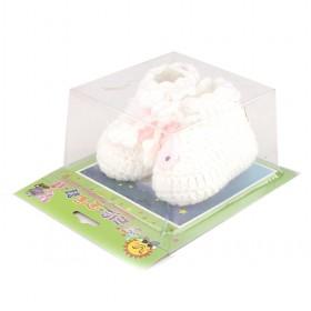 100% Handmade Cute Light Pink Knitting Knitting Crochet Baby Shoes Set/ Handcraft Gift