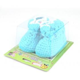 100% Handmade Cute Light Blue Knitting Knitting Crochet Baby Shoes Set/ Handcraft Gift