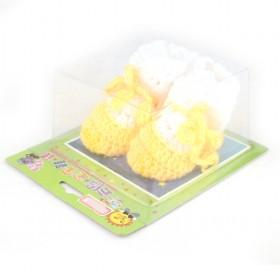 100% Handmade Yellow And White Knitting Knitting Crochet Baby Shoes Set/ Handcraft Gift
