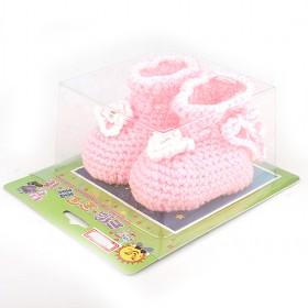 100% Handmade Light Pink And White Knitting Crochet Baby Shoes Set
