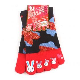 100% Rabbit Cotton Five Fingers Women 's Socks Plain Knee-high Tube Socks