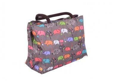 Modern Design Brown With Colorful Elephant Printing Large Size Renewable Shopping Bag