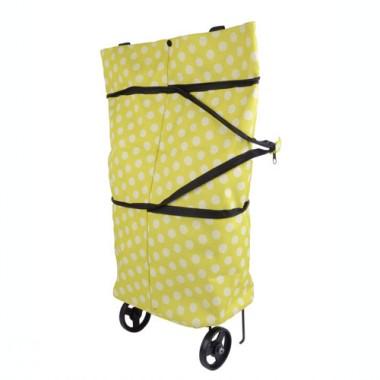 Foldable Light Green And White Spots Prints Practical Renewable Shopping Cart