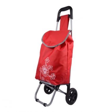 Good Quality Red Portable And Practical Non-woven Steel Shopping Cart