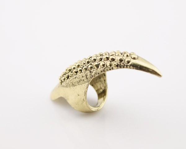 Cool Antique Bronze Eagle Claw Nail Ring