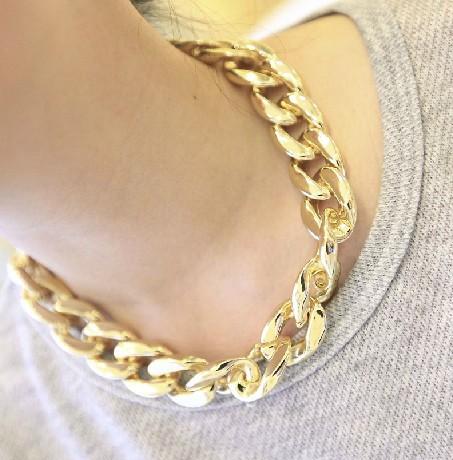 Hot Gold Tone Statement Bold Link Chain Necklace