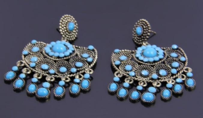 Whole Tibetan Silver Turquoise Bead Chandelier Earrings E10397 Tibetan Silver Turquoise Bead Chandelier Earrings