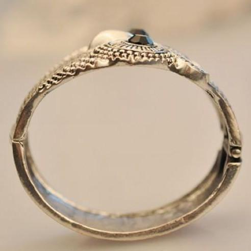 Vintage Antique Bronze Wide Owl Bangle Bracelet