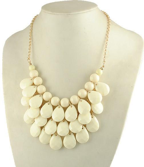 Fashion Ivory Teardrop Statement Bubble Bib Necklace