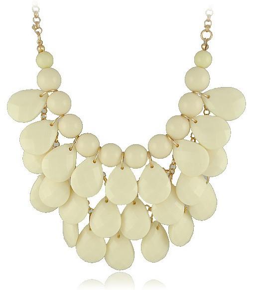 Fashion Ivory Teardrop Statement Bubble Bib Necklace