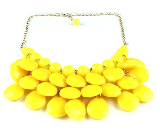 Hot Yellow Bubble Bib Necklace Earrings Set Jewelry Set