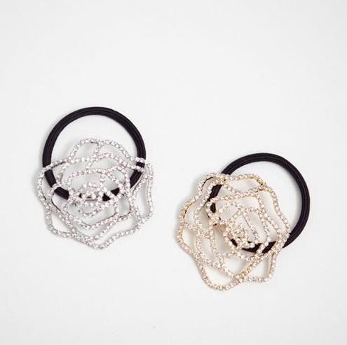 holder band hair rhinestone ponytail elegant rose