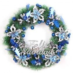 hot sale style blue flowes and beads embellished christmas wreath for christmas - Christmas Wreath Decorations Wholesale hot sale style blue flowes and beads embellished christmas wreath for christmas - Christmas Wreath Decorations Wholesale