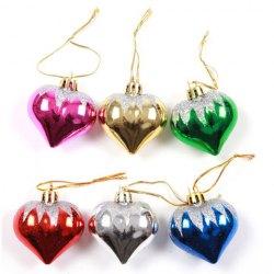Wholesale 6 PCS Hot Sale Style Solid Color Heart-Shaped Ornaments For Christmas Tree