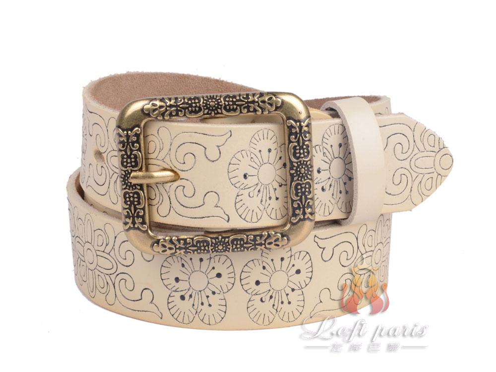 Ladies Embossed Leather Belts