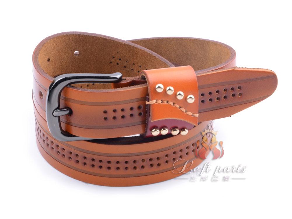 Leather pin buckle belt